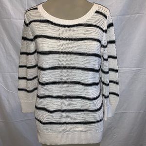 AT Loft Striped Crocheted Sweater